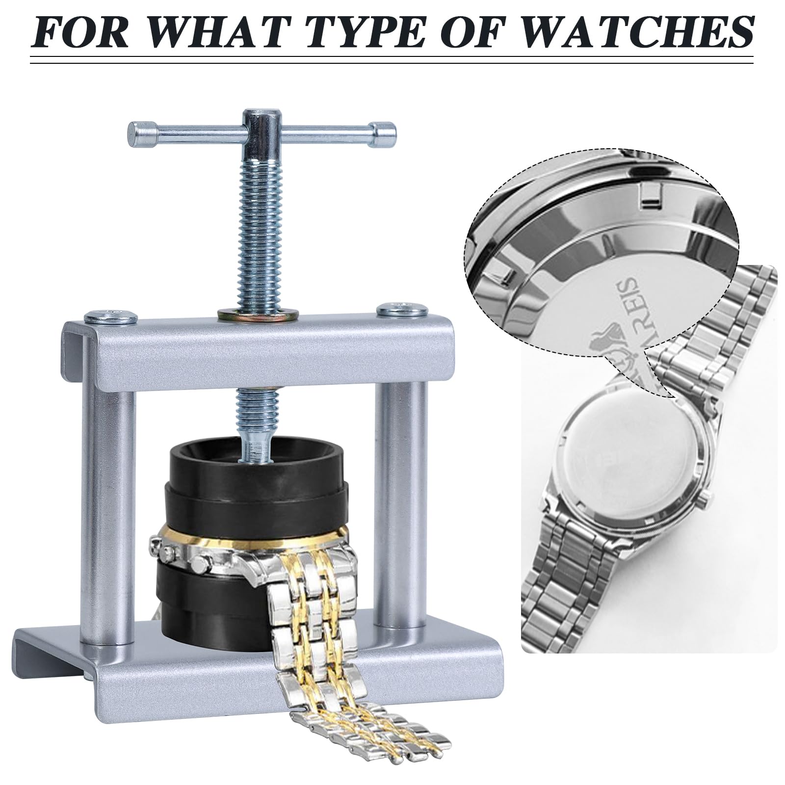 J6&H6 Watch Press Tool Set, Watch Back Case Closer for Closing the Watch Cover , Watch Battery Replacement Tool Kit, Dismantling The Watch Opener Case, Suitable for Watch Repair Kits with 16 to 50mm Circular Dials