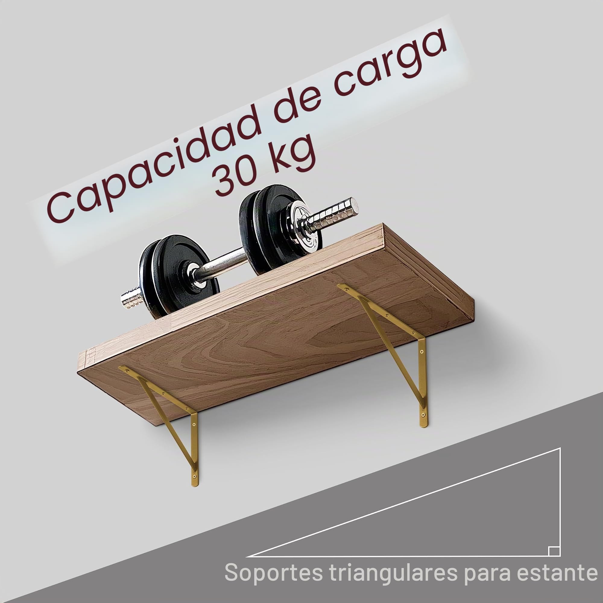 12 piezas soportes de estante triangulares dorados, soportes de estantería en ángulo recto montados en la pared, soportes de estante de 6 pulgadas