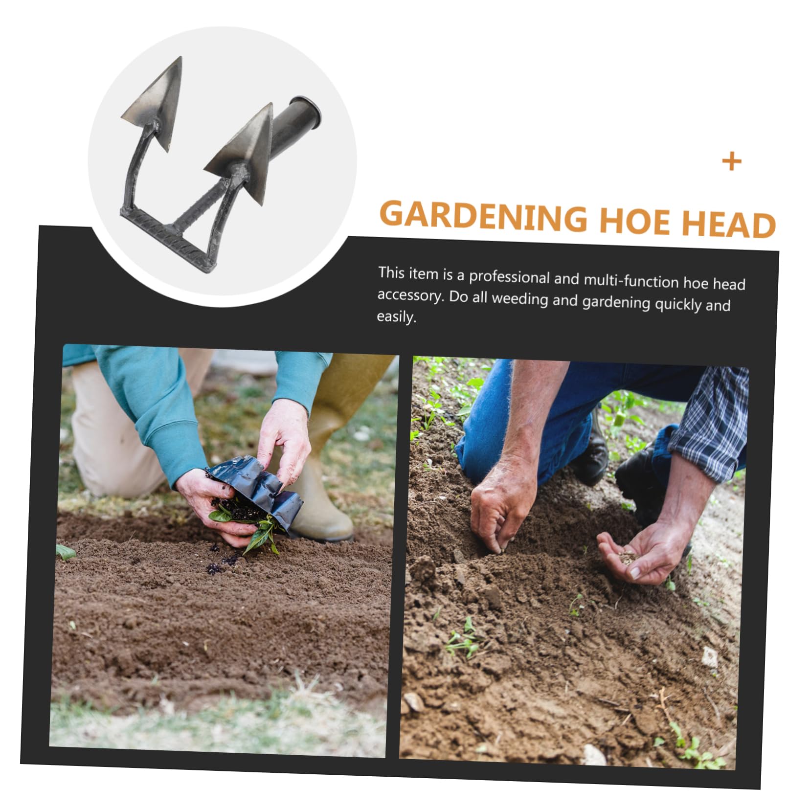Azada de Doble Canal de Acero al Carbono Plateada, Ligera y Cómoda | Jardinería, Aflojar el Suelo y Cavar Tierra, Cabezal Triangular, Formato Agrícola