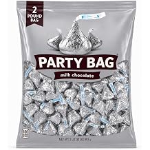 Silver Foiled Classic Milk Chocolate Hersys Kises - 2 Pounds approx 200 pieces of Chocolate Candy Individually Wrapped - Ideal for Snacking and Sharing wit Family & Friends - Halloween Candy, Bulk Candy Individually Wrapped, Chocolate Candy Ideal for Parties & Gifting