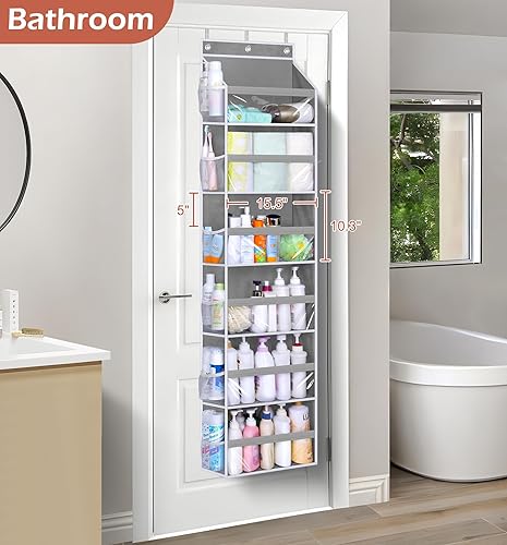 Miniatura 6 de MISSLO Organizador colgante de 6 estantes para colgar sobre la puerta + organizador de zapatos sobre la puerta con 24 bolsillos grandes de malla,