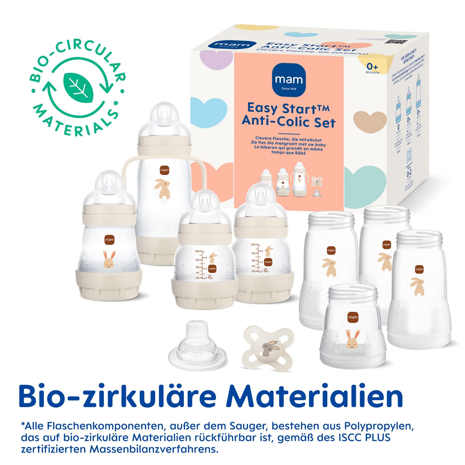 MAM Easy Start Kit de démarrage anti-coliques auto-stérilisant unisexe pour nouveau-né 0 + set de biberons et sucette avec tétines extra petites pour lait maternel, essentiels pour nouveau-né, couleur