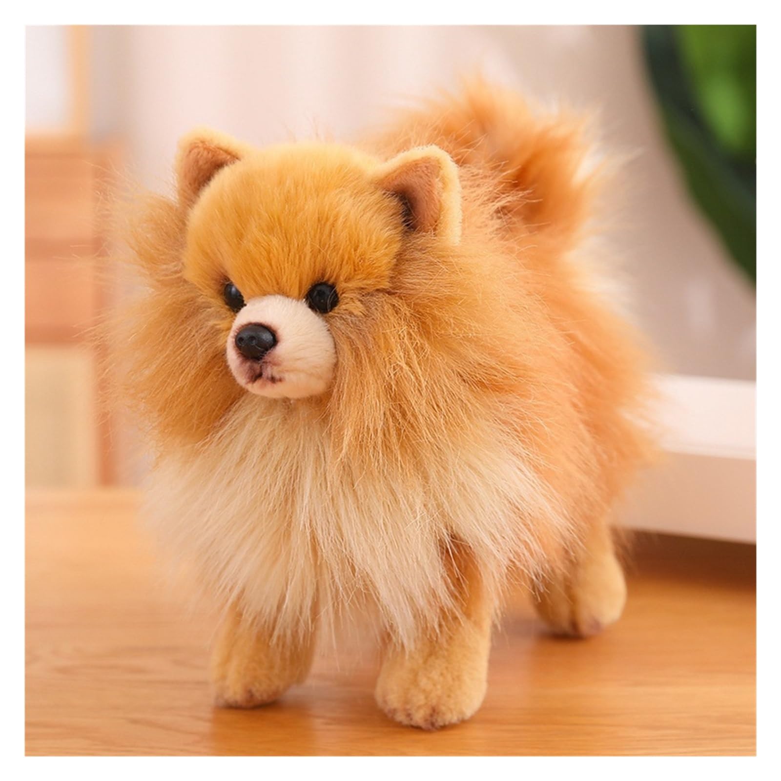 KUKUShining Soft Pomeranian Dog Plush Toy, 23CM Cute Puppy Stuffed Animal Plushie for Kids Perfect for Cozy Play and Bedroom Decor(BrownBomei)