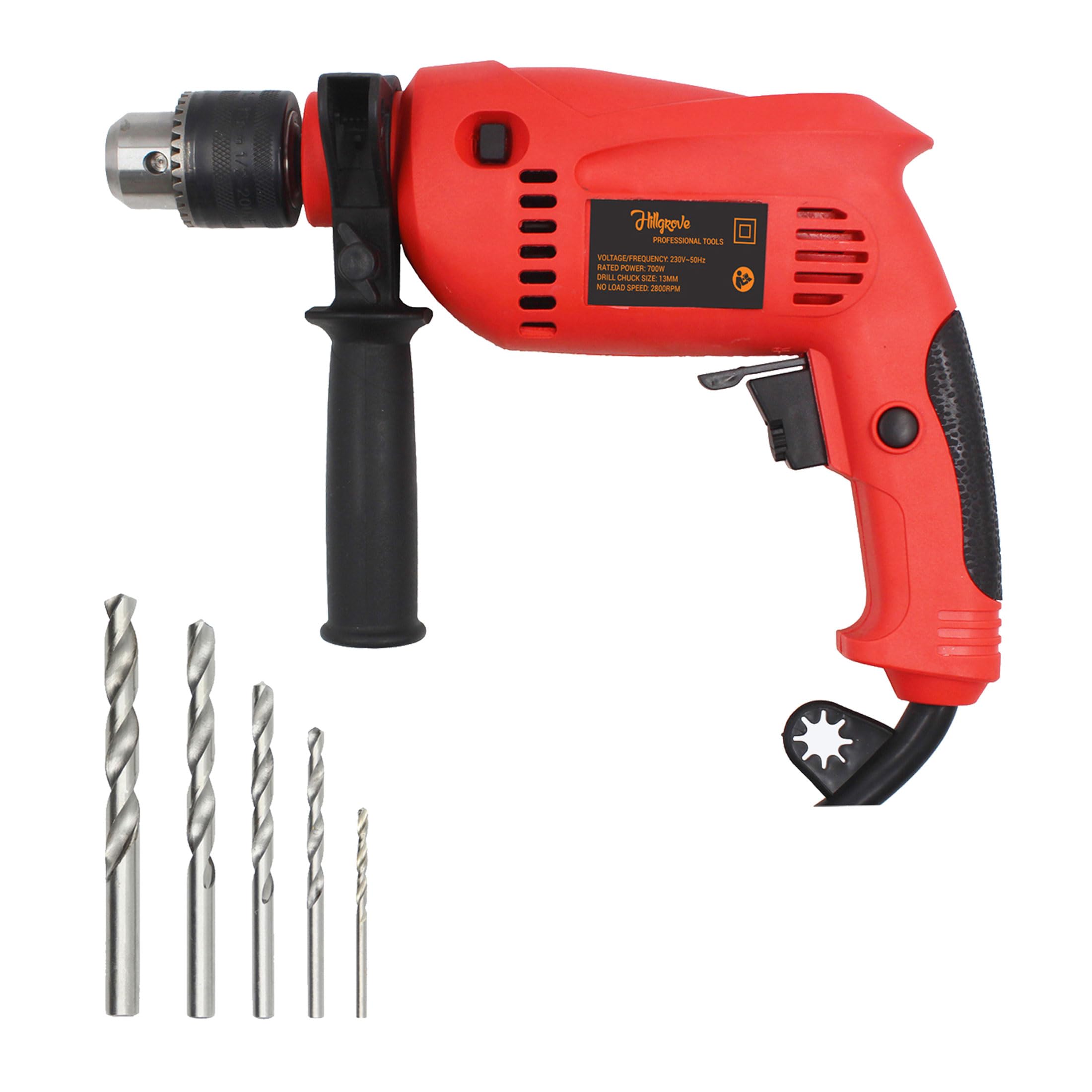 Hillgrove HGCM1013M3 All Purpose 700W Drill Machine with 5Pcs HSS Drill Bits for