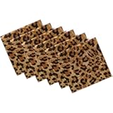 ZzWwR Stylish Leopard Skin Print Cloth Napkins, Set of 6 20 x 20 Inch Soft & Comfortable Polyester Dinner Napkin for Family, Restaurant, Weddings, Parties