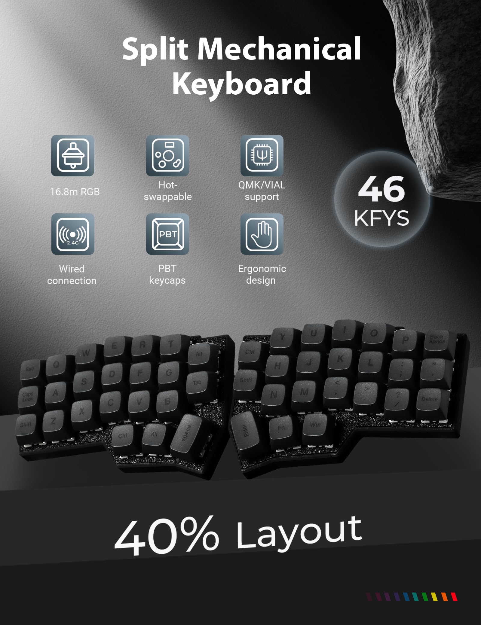 Amazon.com: YIVU 40% Corne Wireless Split Keyboard, QMK