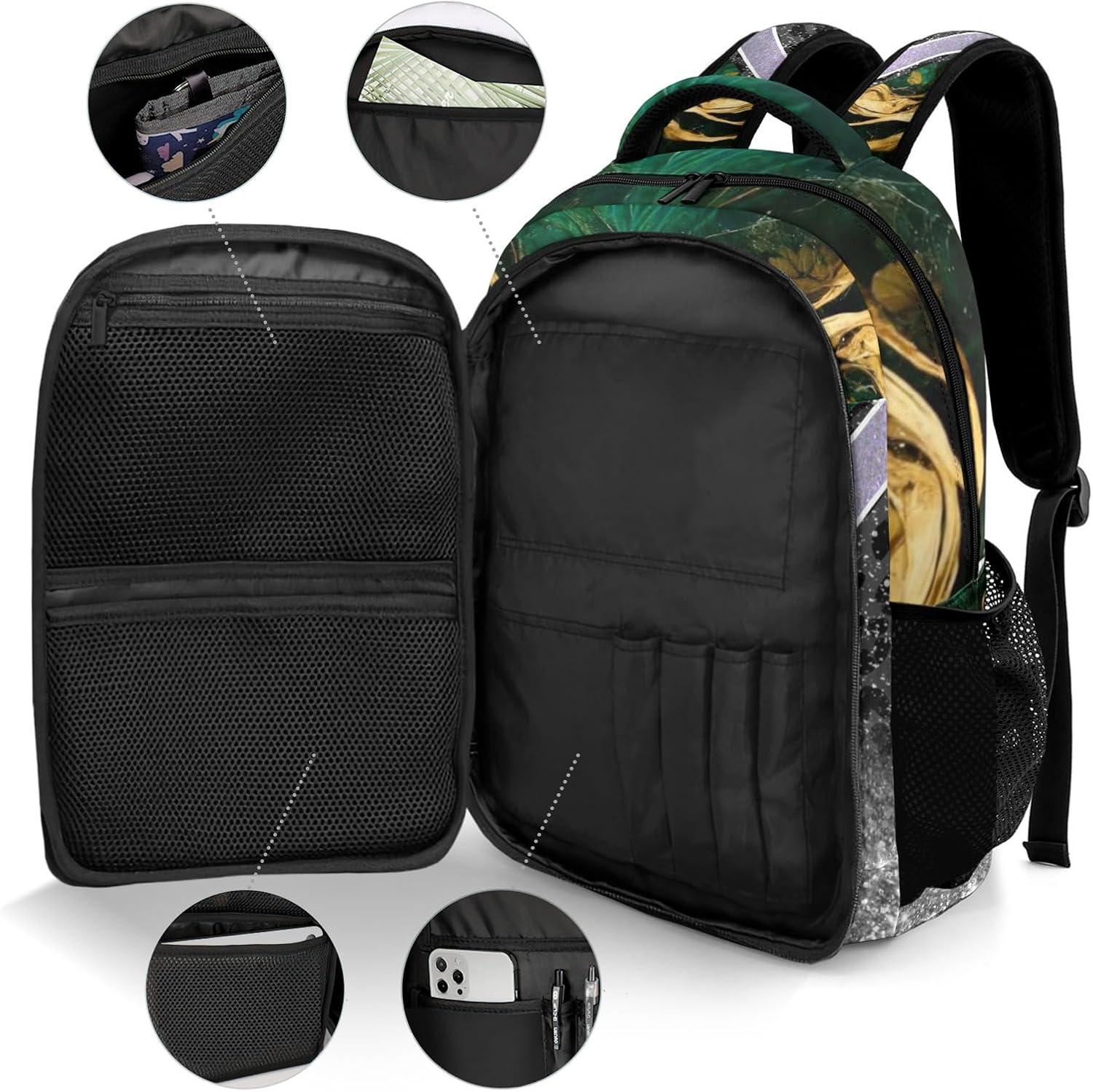 Cheer Cheerleader Waterproof Backpack Casual Daypack Shcoolbag Book Bag for Boys Girls Green Color