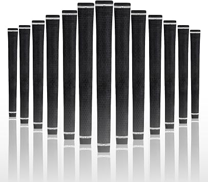 Majek Golf Club Grips Super Jumbo Extra Large Tour 360 Degree Black - NO LOGO - Round .600 Extra Large XL XXL Great for Tall Golfers with Big Hands - Premium Rubber Golf Grips - 13 Pack High Traction