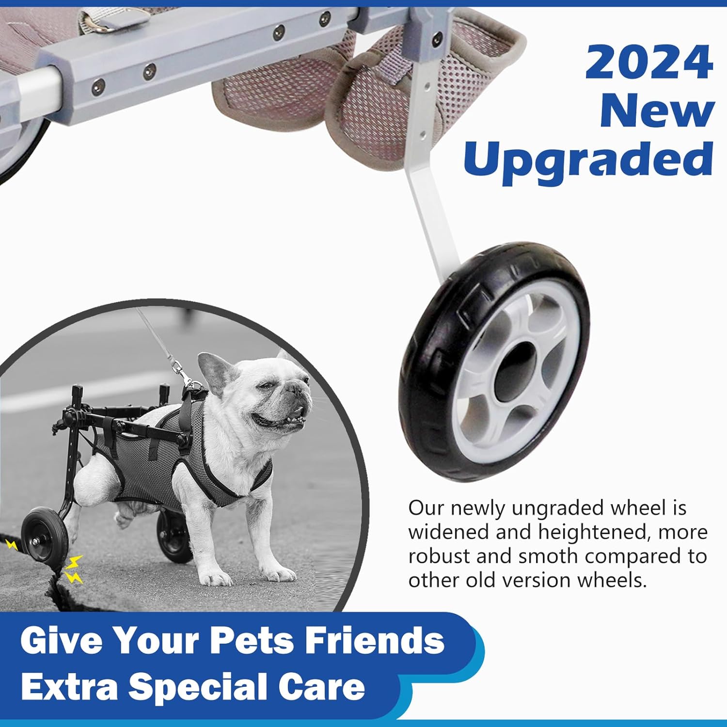 Dog Wheelchair for Back Legs(M), 2024 New Adjustable Dog Wheel Chair, Assist Small Pets with Paralyzed Disabled Hind Limbs Recover Mobility, Pets Cart with Wheels Leg Brace Hip Support(<19.8 LBS)
