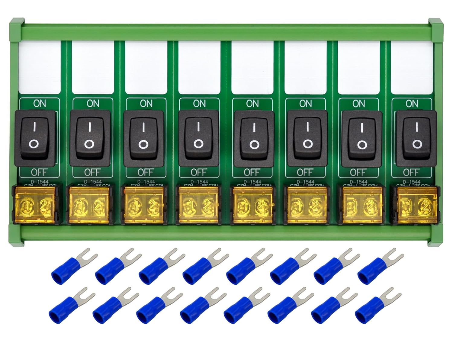 DIN Rail Mount Rocker Switch Module, 10Amp 250VAC/50VDC (8 Channel)