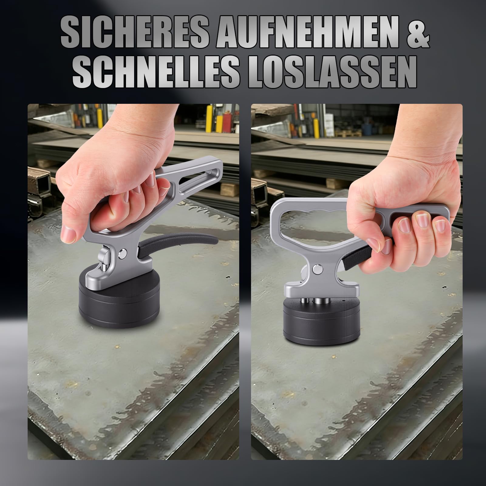 Starker Manueller Magnetischer Hebegriff, Tragbarer Leistungsstarker Neodym-Magnet mit Schnelllösegriff, Hand Magnetheber zum Bewegen und heben Von Schwermetallobjekten (50KG)