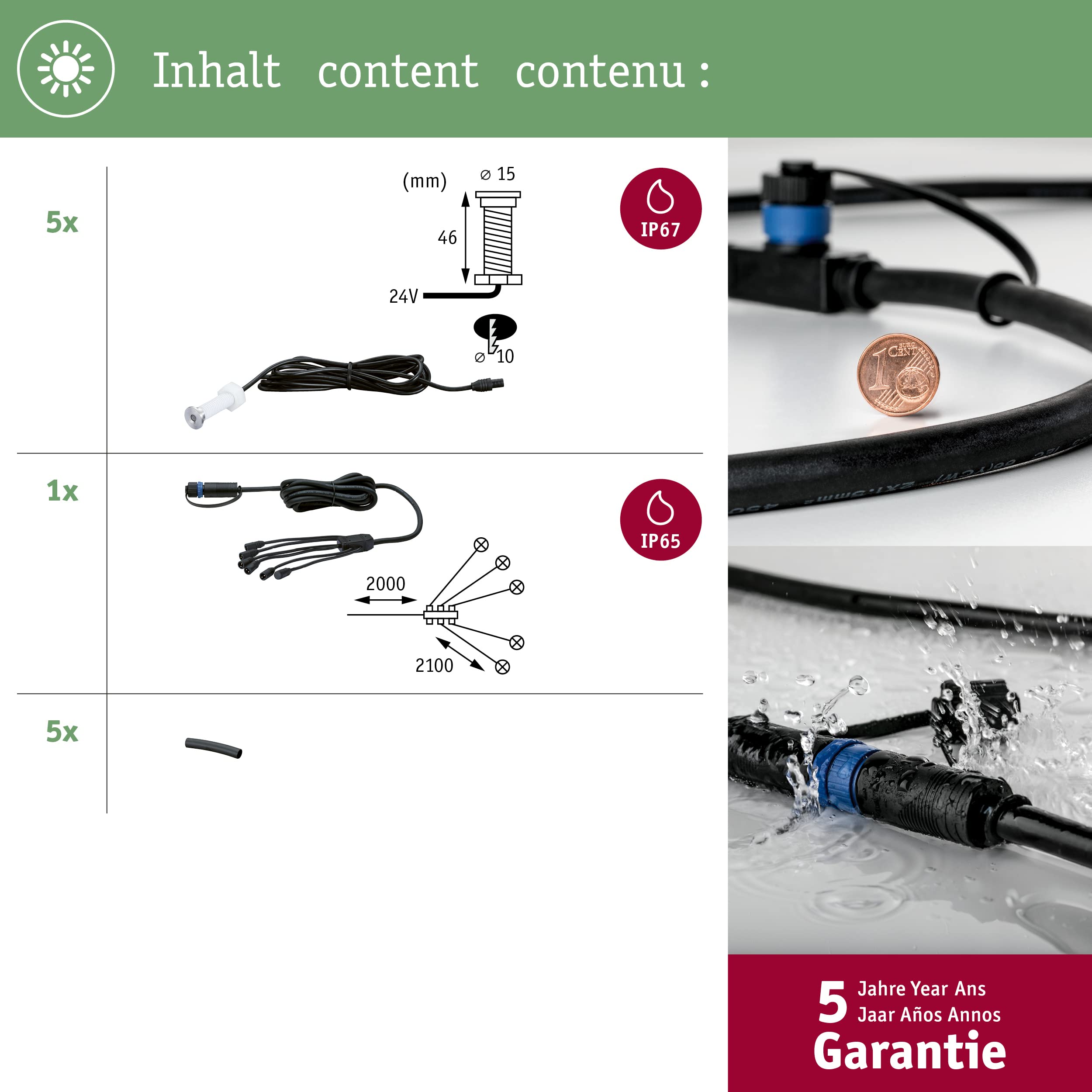 Paulmann 93694 zestaw opraw wpuszcz. Outdoor Plug & Shine MicroPen II IP67 3000K stal szlach. 93694 opr.wpusz. refl.wpusz. oprawa wpusz.zewn.ośw.zewn.
