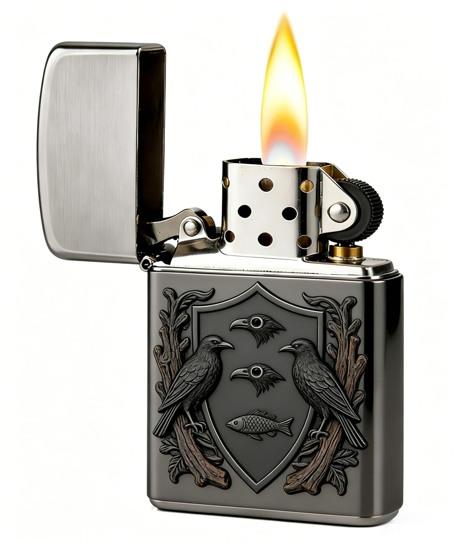 Kerosene Trench Lighter Grinding Wheel Kerosene Windproof Lighter for Collection Decorative Gift Present (A)