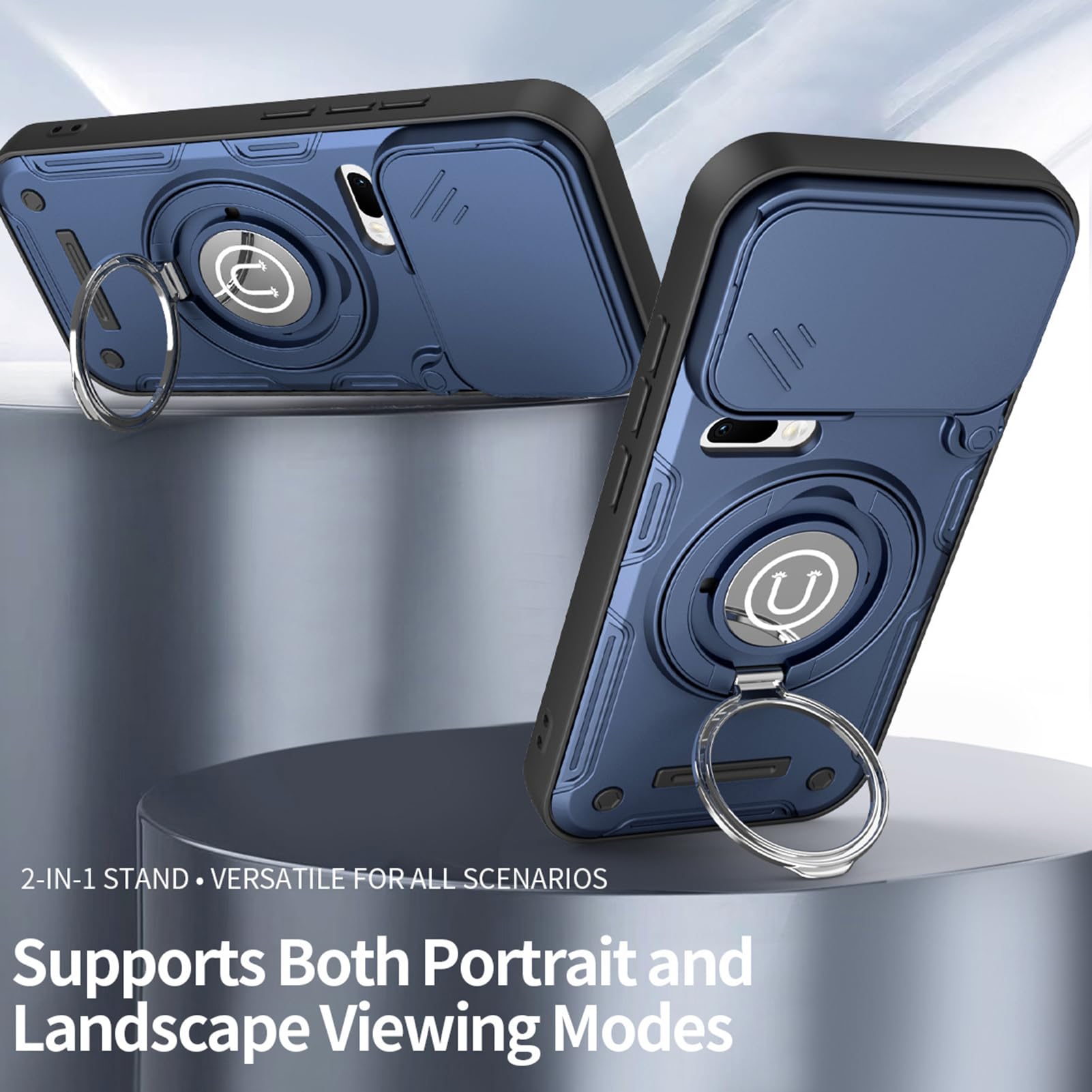 Wojskowe etui do Xiaomi 17 Pro Max / 17 Pro / 17, obrotowa osłona soczewek, chłodząca zbroja, regulowany pierścień magnetyczny, czerwone, 17 Pro Max