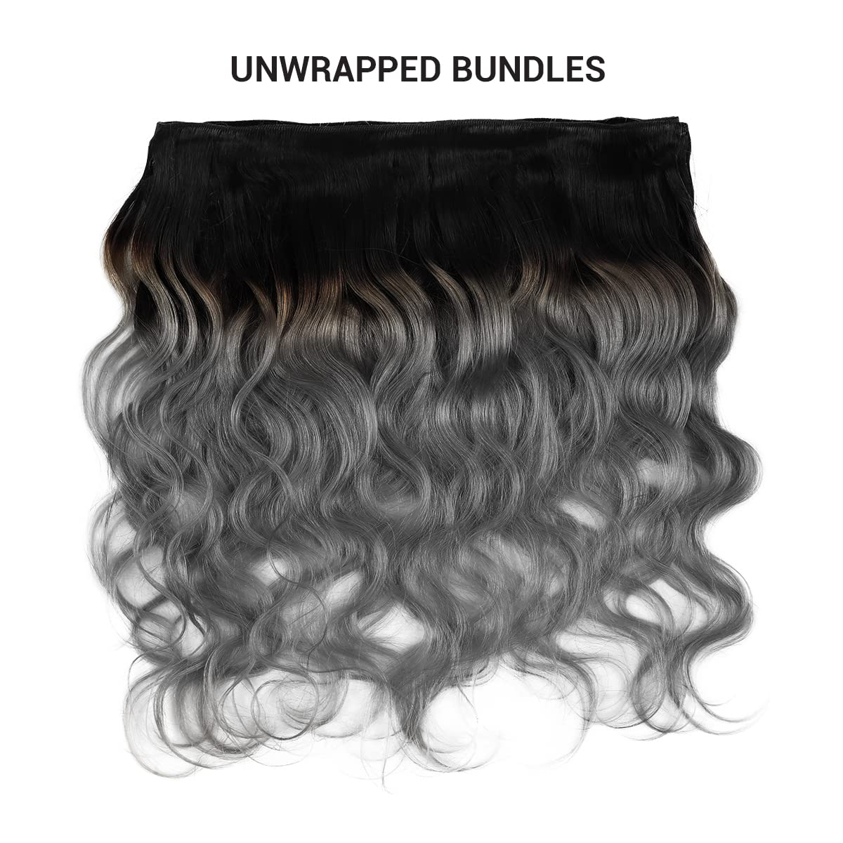 Uniq Hair 9A Brazilian Natural Body wave Bundle with Closure Virgin Unprocessed Human Hair (14"+16"+18", OTGRAY (Ombre two tone gray))