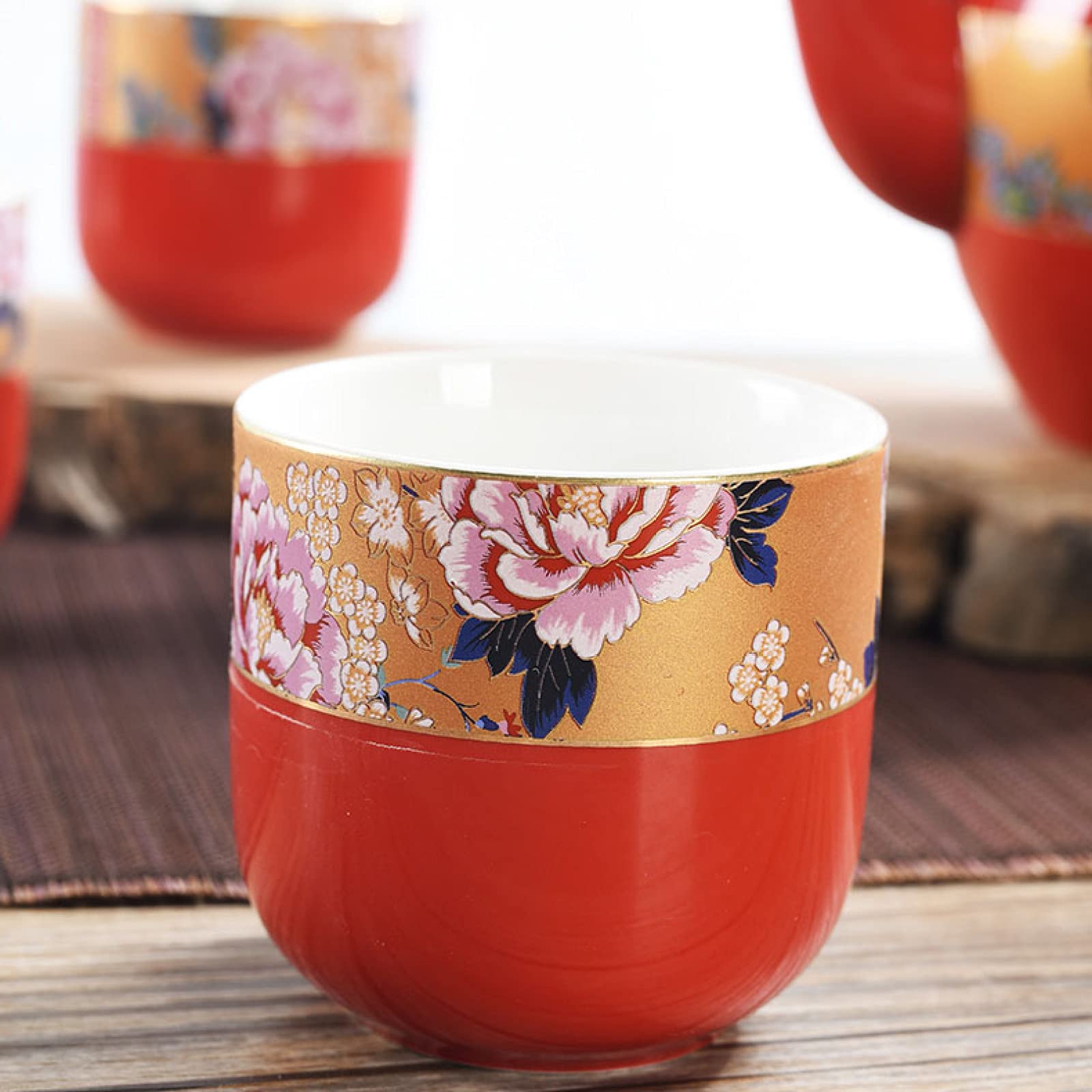 Zestaw do herbaty na ślub Porcelanowy serwis dla dorosłych Czerwone zestawy Kung Fu z czajnikiem, 12 filiżankami i tacą herbatę Prezent przyjaciół