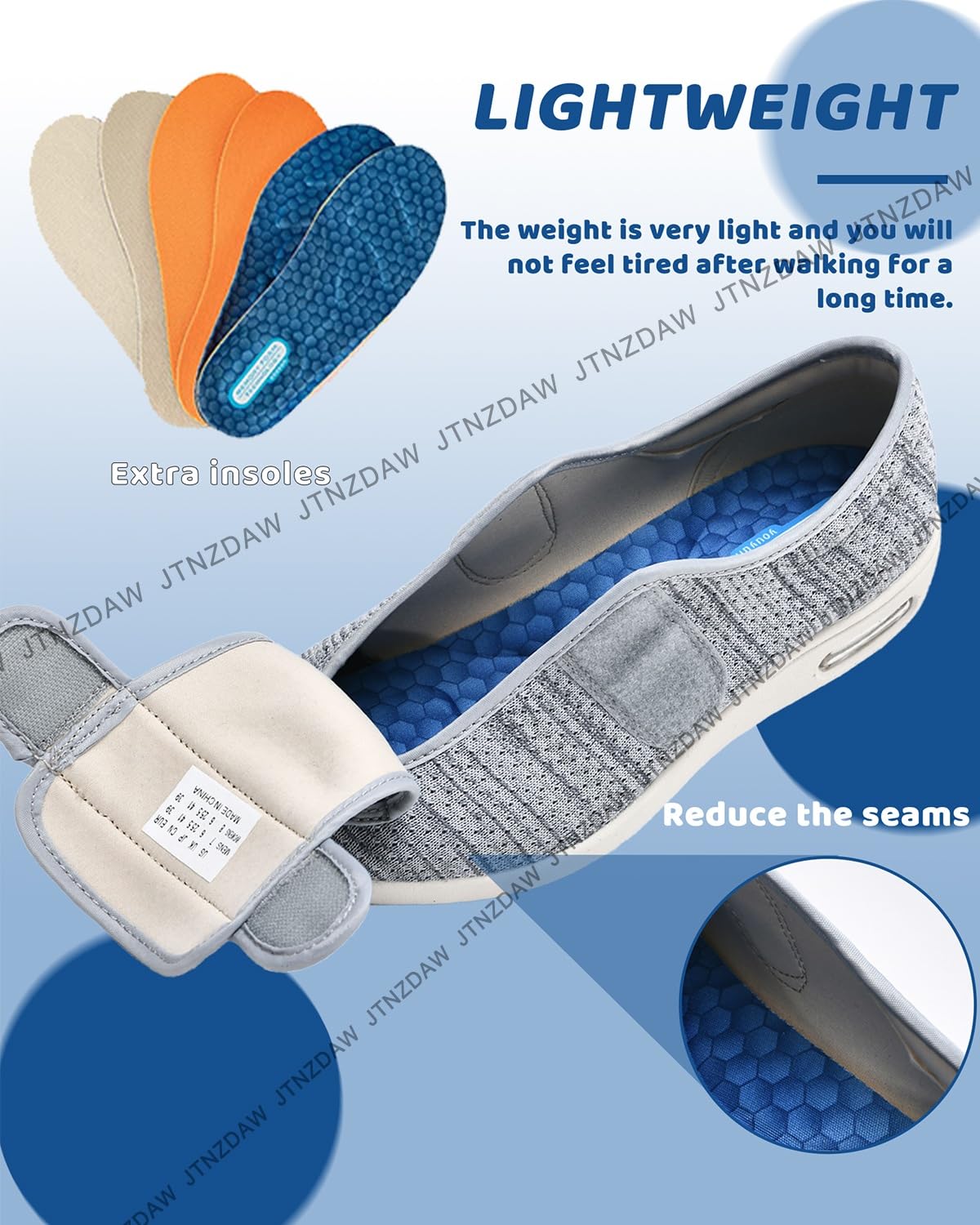 Scarpe per Diabetici Uomo Estive piedi gonfi memory foam uomo Sanitarie Comode Anziani Piedi Gonfi