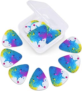 Paint Splatter Backdrop print Guitar Picks 12 Pack, Mixed (0.46-0.96mm) with Storage Case for Guitar,ukulele