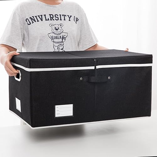 Miniatura 6 de PRANDOM Cajas de almacenamiento con tapas paquete de 3 contenedores de almacenamiento plegables de tela, canastas con cubierta para el hogar,