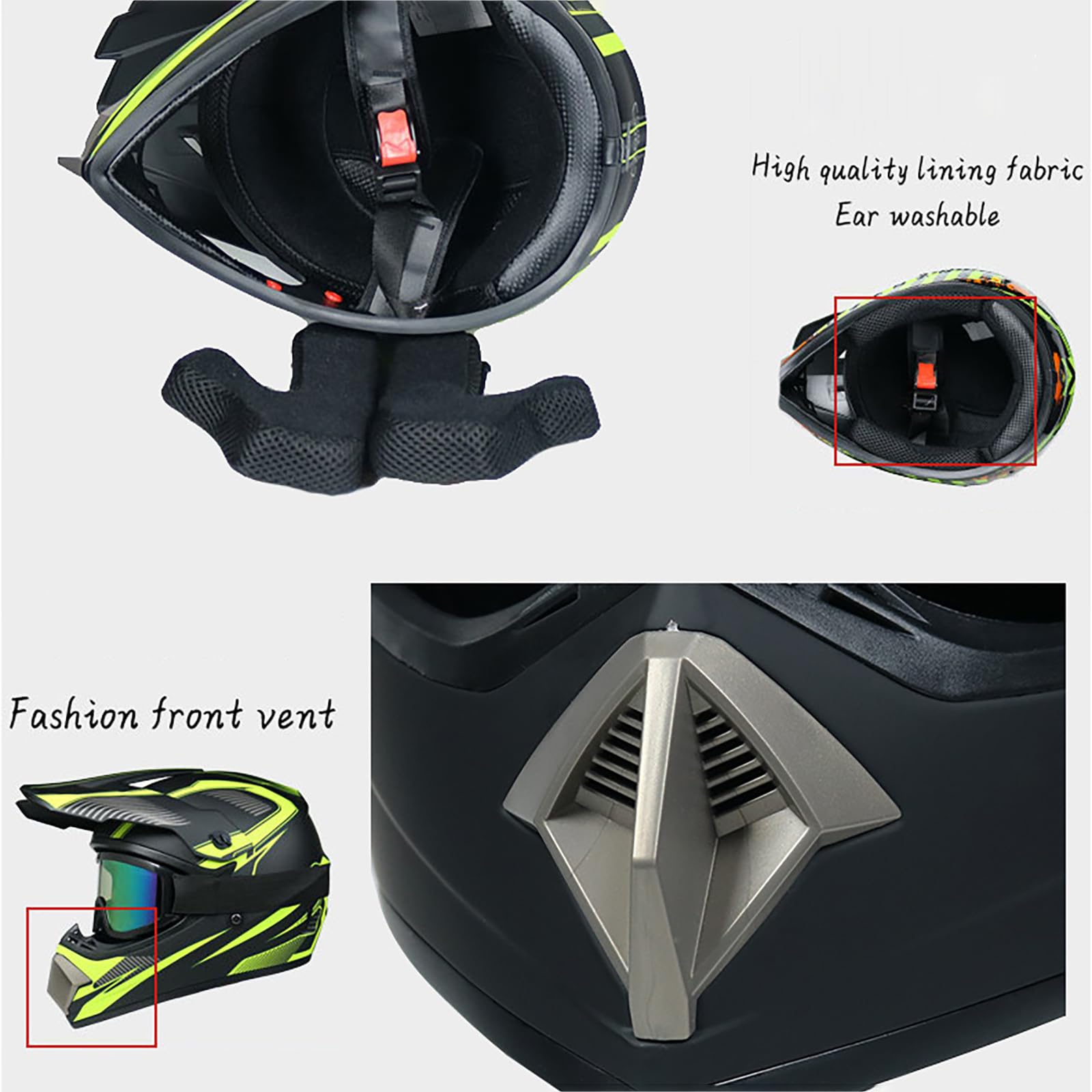 Kask Motocrossowy Z Pełną Twarzą Dla Dzieci I Dorosłych - MTB, Motocykl Terenowy, Z Goglami, Rękawicami I Maską - Młodzieżowy Kask Ochronny Do Jazdy Terenowej BMX