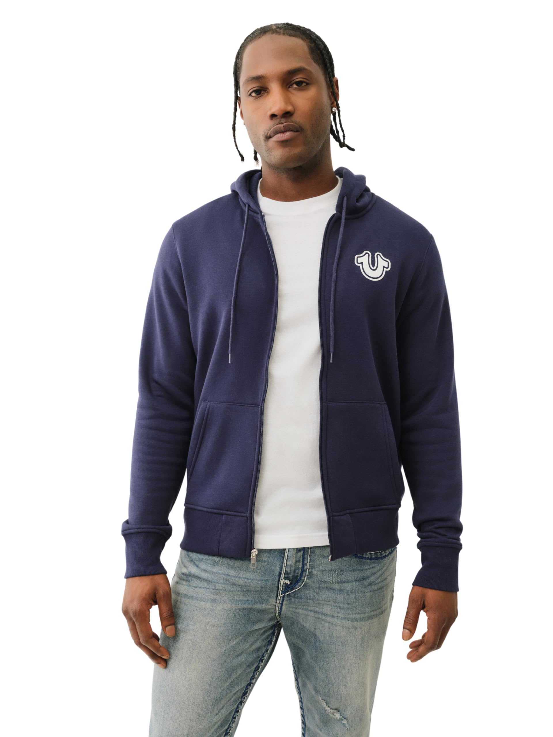 True Religion Bluza z kapturem Mężczyźni Bluza Z Kapturem Z Zamkiem Błyskawicznym