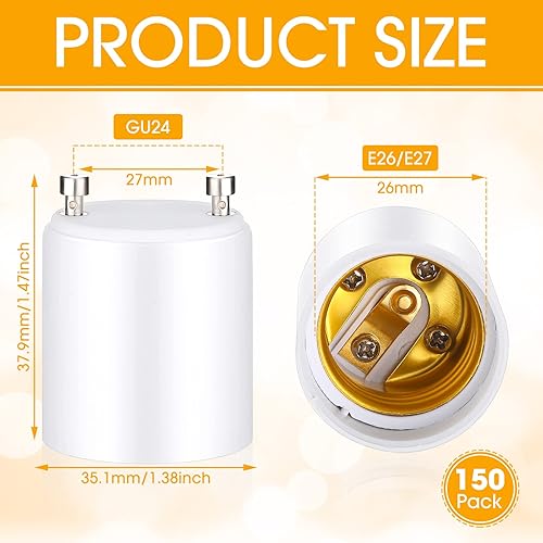 Miniatura 2 de Roowest GU24 a E26 E27 Adaptador de bombilla convertidor de bombilla LED de Navidad GU24 (base pin) a adaptador de enchufe de bombilla estándar,