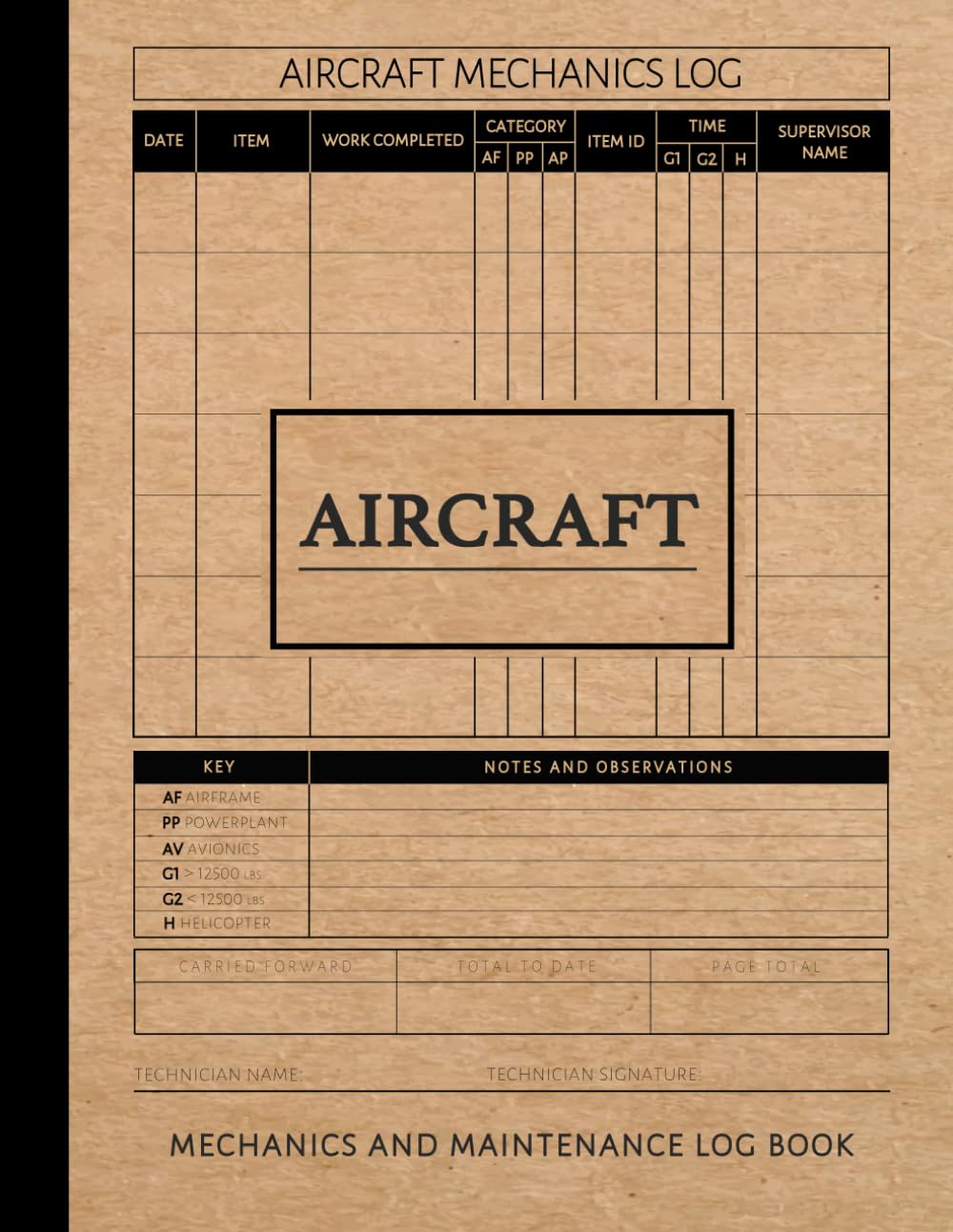 Amazon | Aircraft Mechanics and Maintenance Log Book: Plane Technicians ...