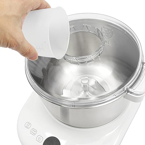 Miniatura 6 de Máquina de masa eléctrica, acero inoxidable 304 de 5 litros con temporizador de 5 a 40 minutos, máquina automática de masa de pasta de 140 a 170 rpm