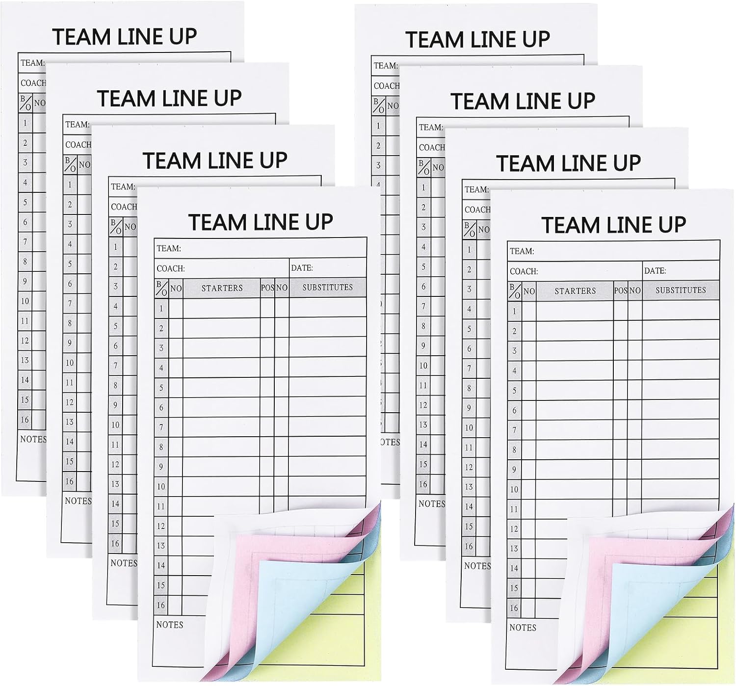 Clabby Baseball/Softball Lineup Cards Coaching 4 Part Carbonless Copies 30 Game 16 Player Roster Line up Sheet Scorebook for Gameday Essential Sport Team Coach Umpire, 3.86 x 7.87