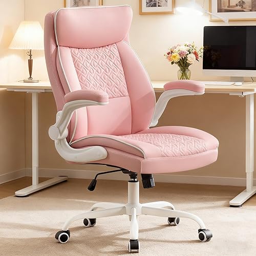 Silla de oficina de cuero, silla de escritorio para computadora con soporte lumbar, ajuste de altura, cómodas sillas de tareas excutivas 400 libras