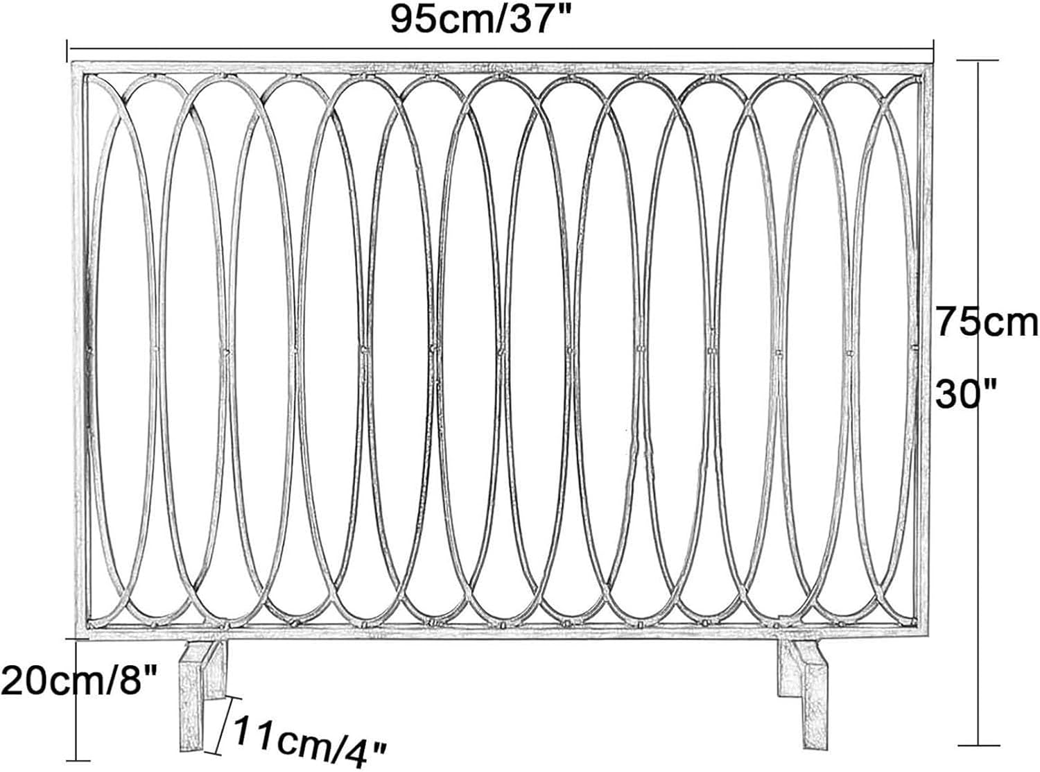 JKGHK Spark Protection Fireplace Screen, Stand Alone Fireplace Cover Metal Mesh Screen, Single Panel Wrought Iron Spark Guard, Fire Spark Guard Grate for Living Room(Black)