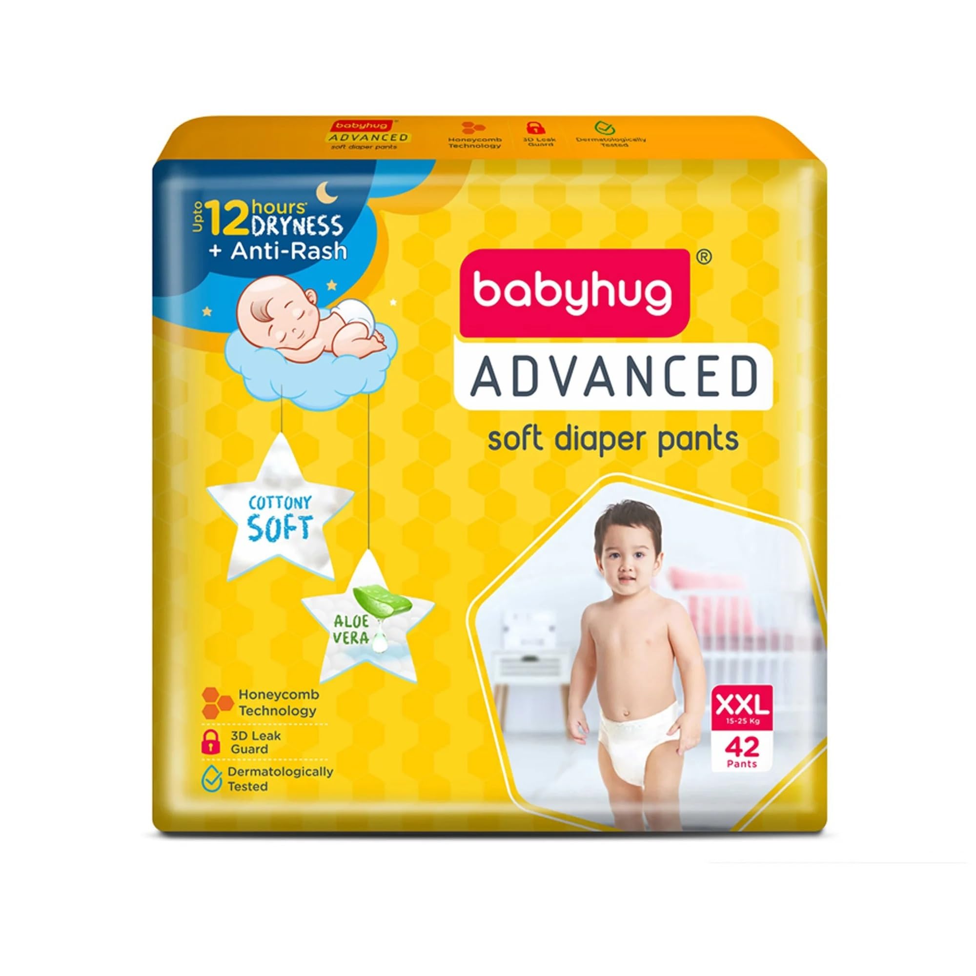 babyhug Advanced Soft Pant Style Diaper | 3D Leak Guard | Honey Comb Technology | Dermatologically Tested | Size - Double Extra Large (XXL) | 15 to 25 kg - 42 Pieces-image-33