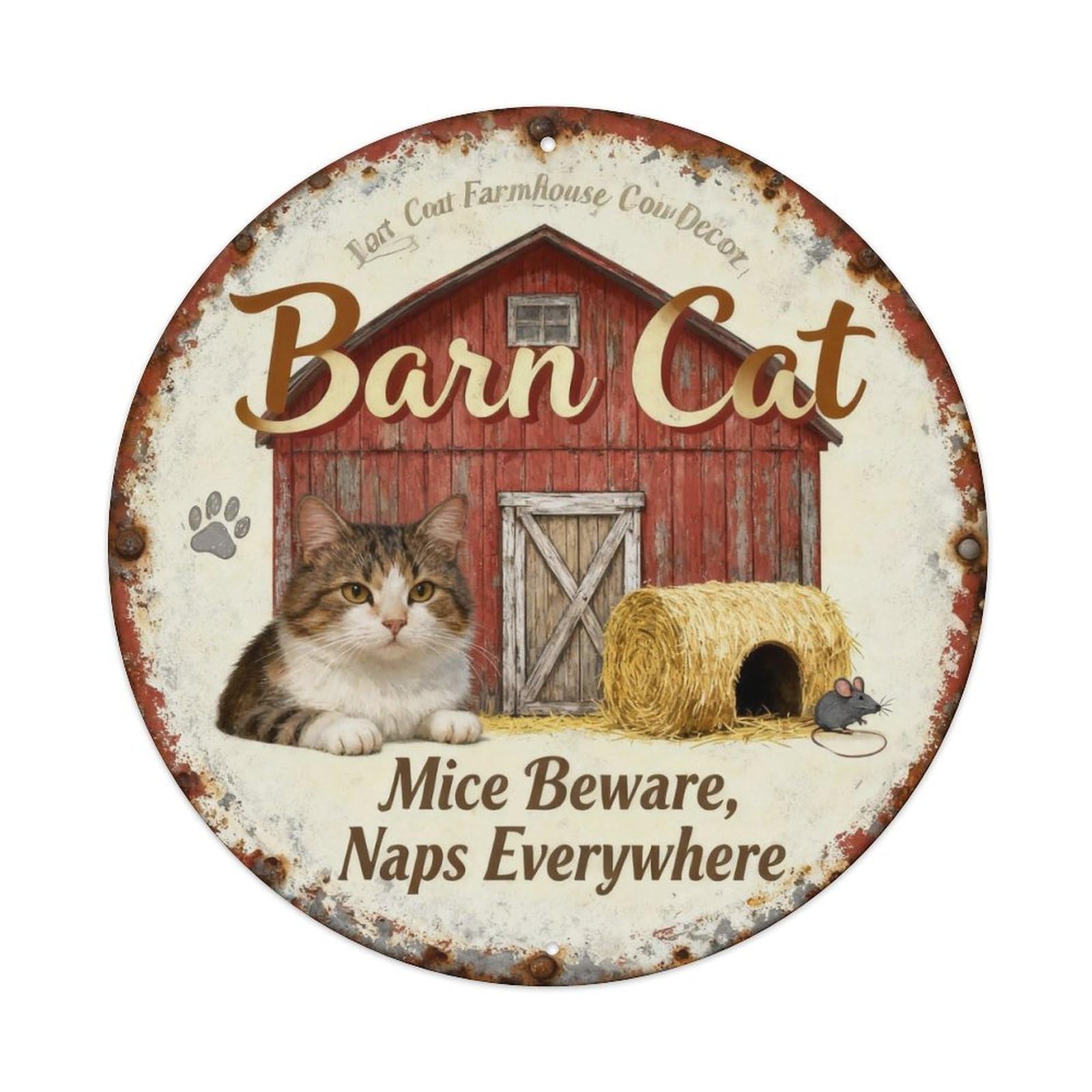 Barn Cat Farmhouse Country Decor Metal Tin Sign Plaque