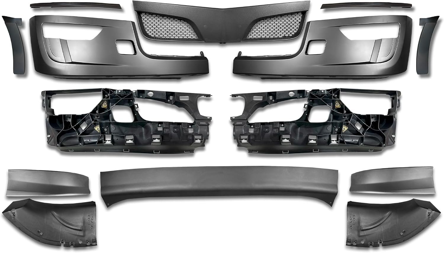 KOZAK Complete Front Bumper Outer Paint with Fog Lamp Hole (14 parts) Compatible with Peterbilt 579 2022 2023+ Includes Logo, 2x 22" Windshield Wipers, Keychain and Reflective Vest