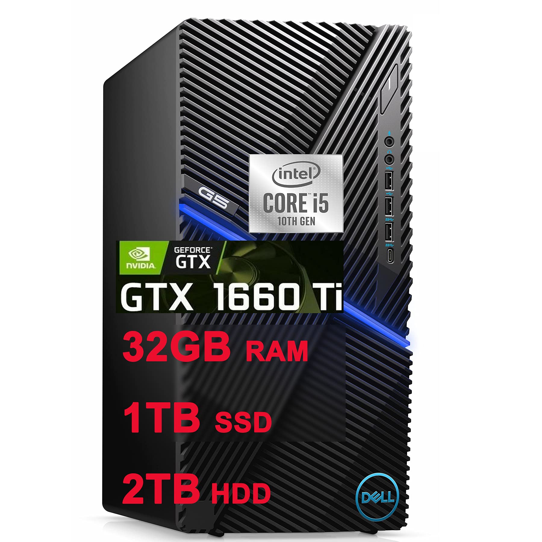 Dell 2021 G5 5090 Premium Gaming Desktop Computer I 10th Gen Intel 6-Core i5-10400F (>i7-8700T) I 32