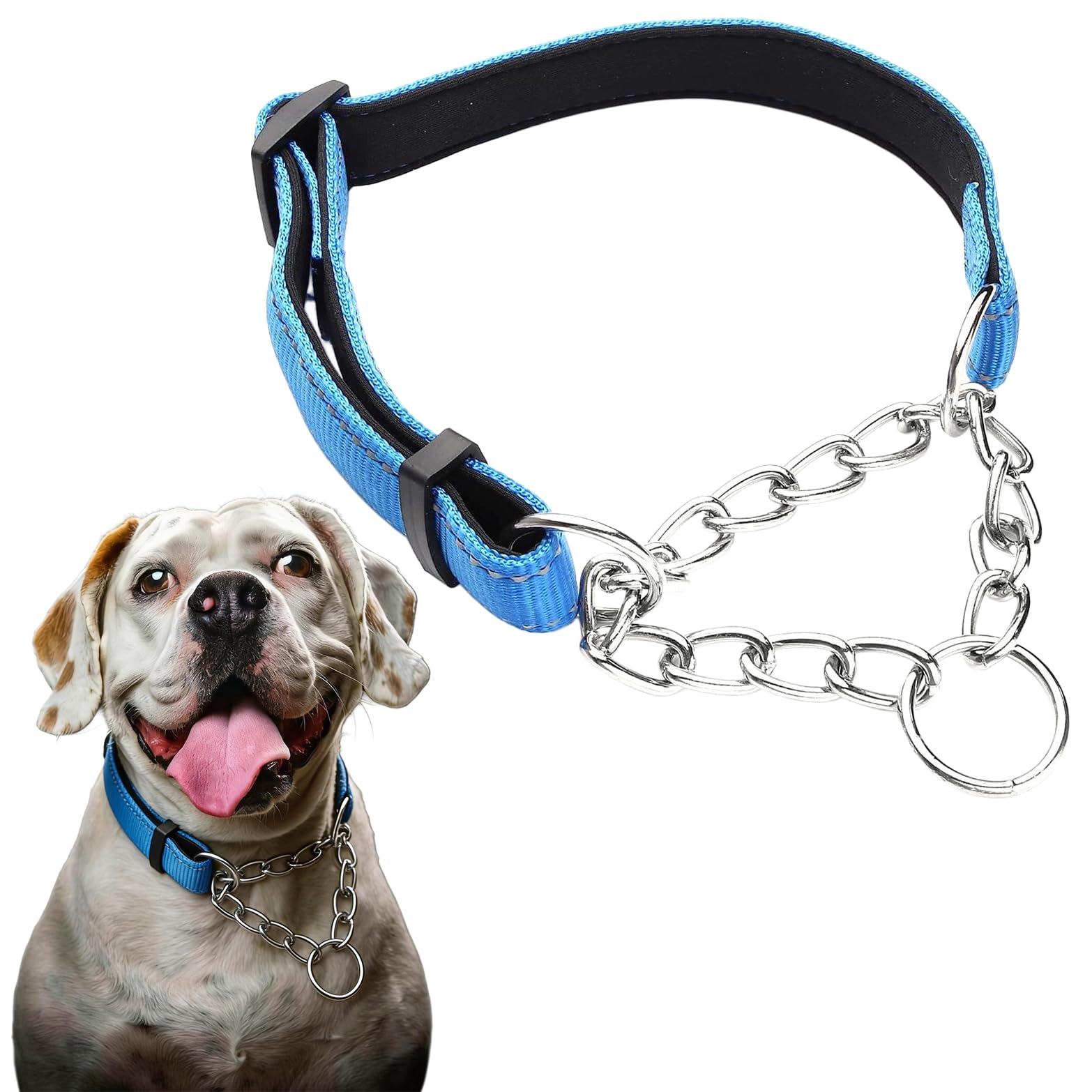 Martingale Collar for Dogs, Nylon Dog Chain Collars Adjustable For Heavy Duty Reflective Martingale Collar for Training Medium Large Big Dogs