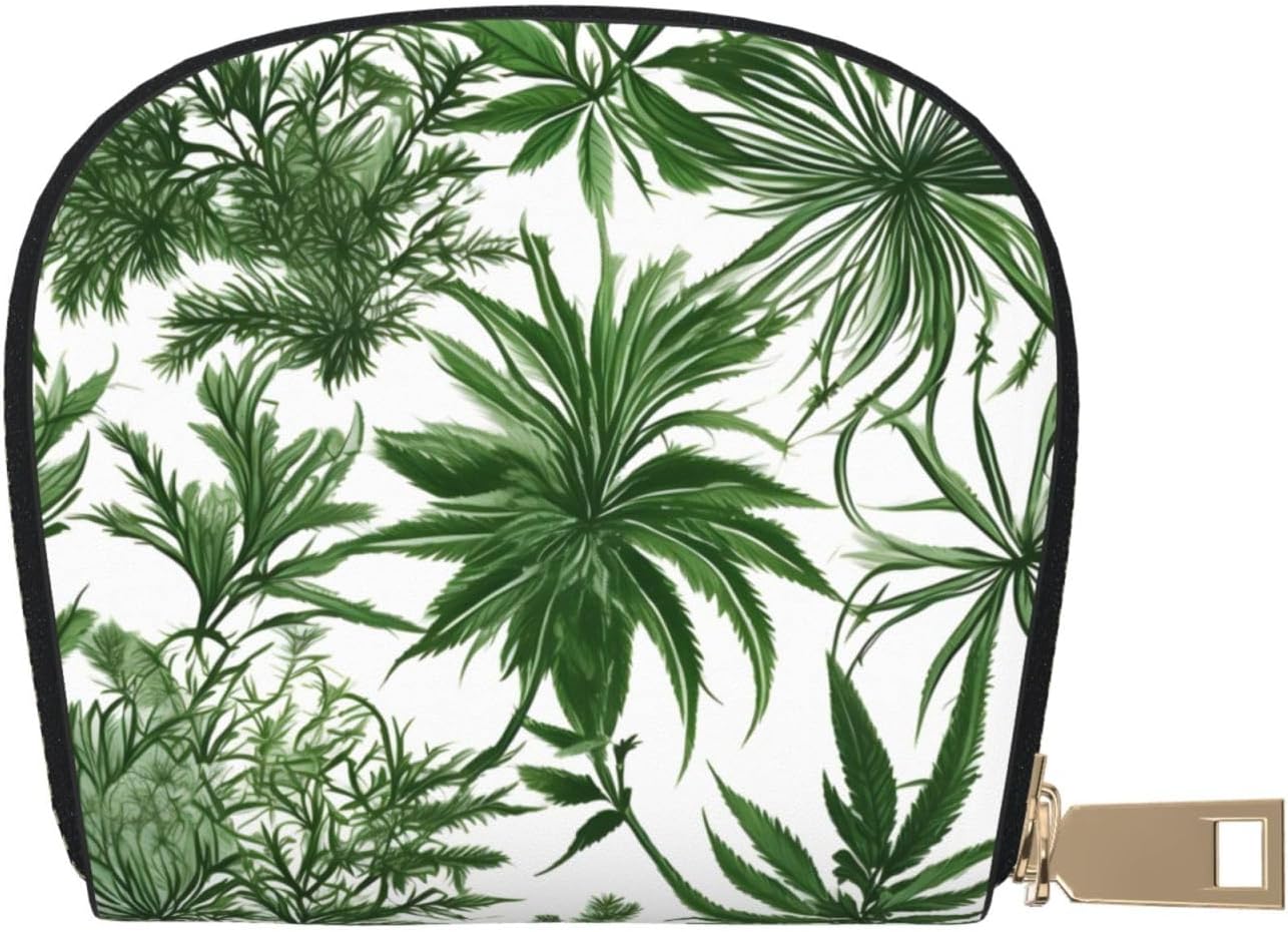 Flowering Herbs and Herbaceous Plants print Card Holder, Small Card Wallet Pocket Business Card Case with Zipper Modern Art