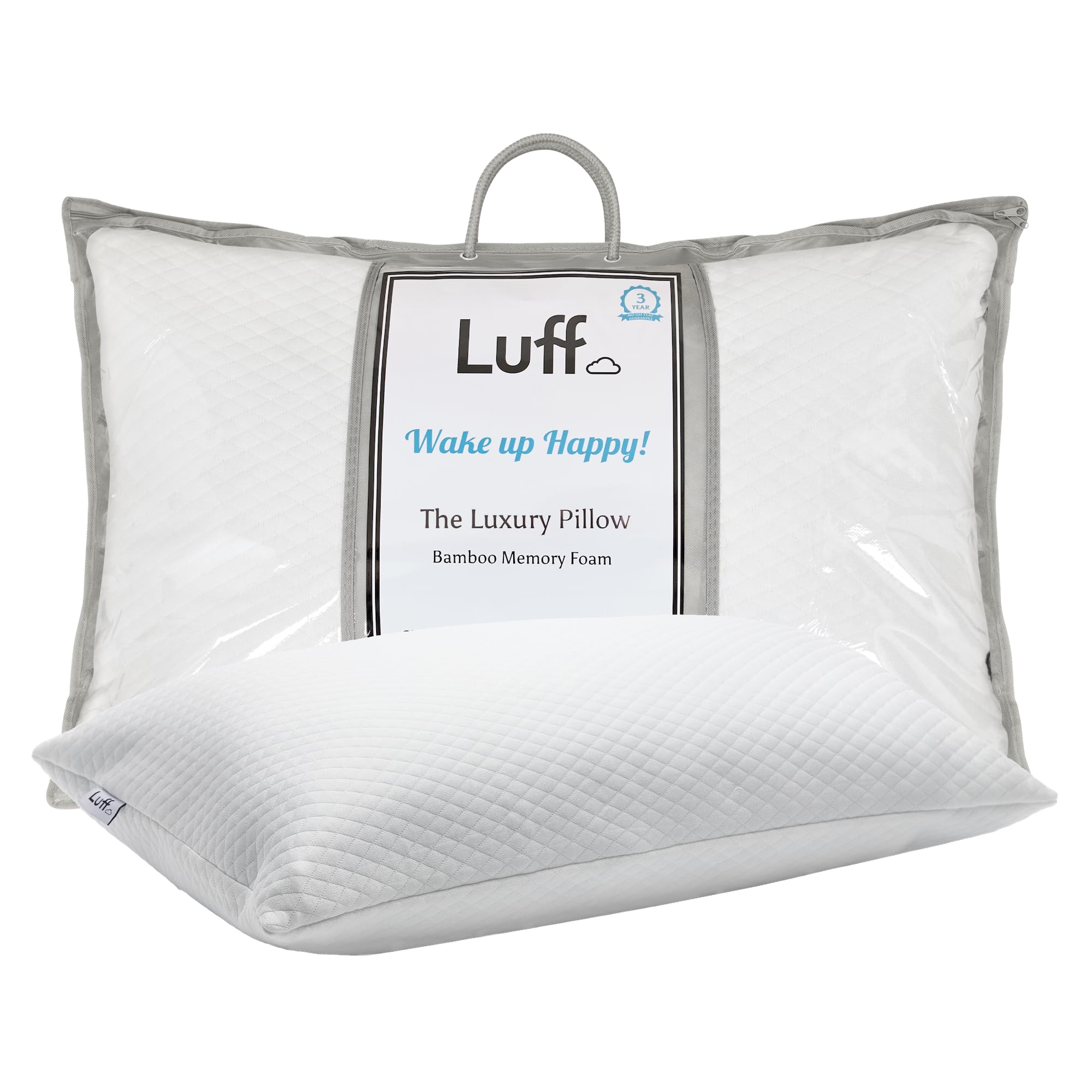 Luff Luxury Bamboo Memory Foam Pillow, Medium Support, 70x45 cm