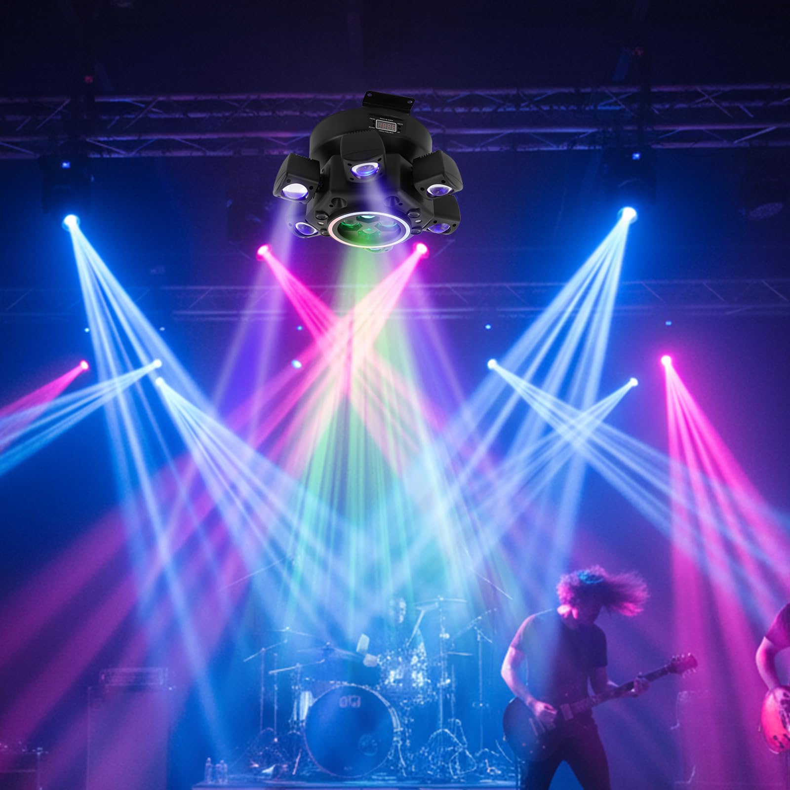 DJ Light Moving Head, 120W 6 Arms Beam Rotating Stage Lights, 0-100% Dimmung, Laser/Strobe, Support Remote&DMX-512 & Sound Activated 25CH, für DJs, Bands, Bars, Lasershow