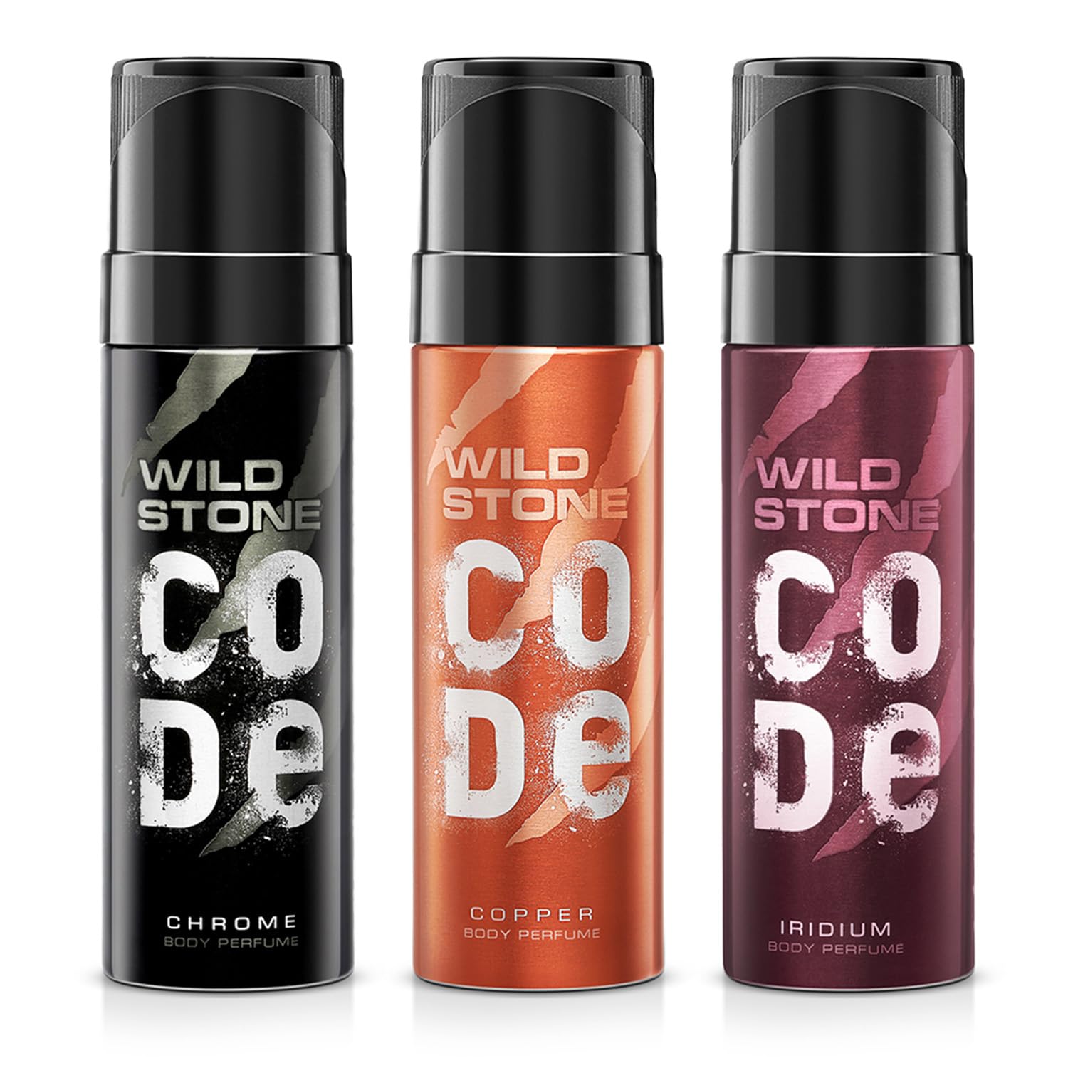 Wild Stone Code Chrome, Copper & Iridium No Gas Body Perfume Combo for Men, Pack of 3 (120 ml each)-image-15