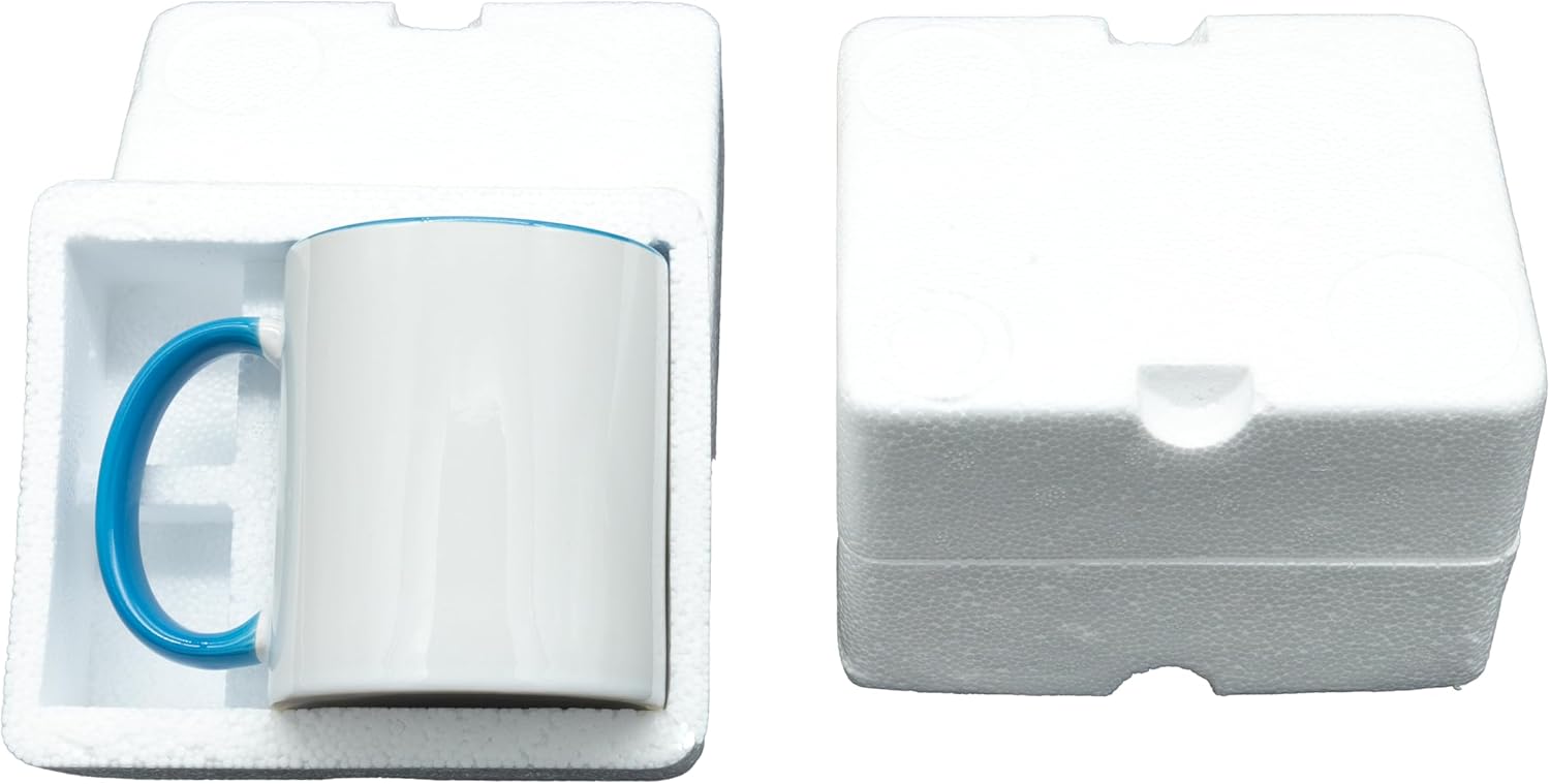 Sublimation Mugs 11 Oz, Light Blue Inner & Handle - Premium Coffee Cups for Heat Press Projects - Versatile Coffee Mug Design Ideal for Personalized Creations, 6 Piece Set