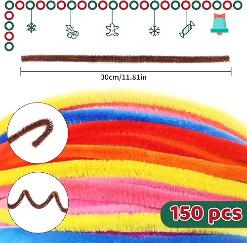 Miniatura 2 de 150 unidades de tallos de felpilla marrón oscuro, limpiadores de pipas peludos, manualidades creativas hechas a mano para manualidades,