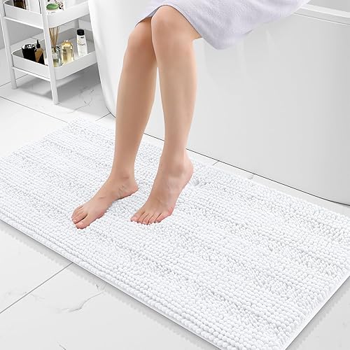 Miniatura 155 de Grandaily - Alfombras de baño de felpilla a rayas, extragruesas y absorbentes, antideslizantes, con fibras largas y suaves, lavables a máquina, para