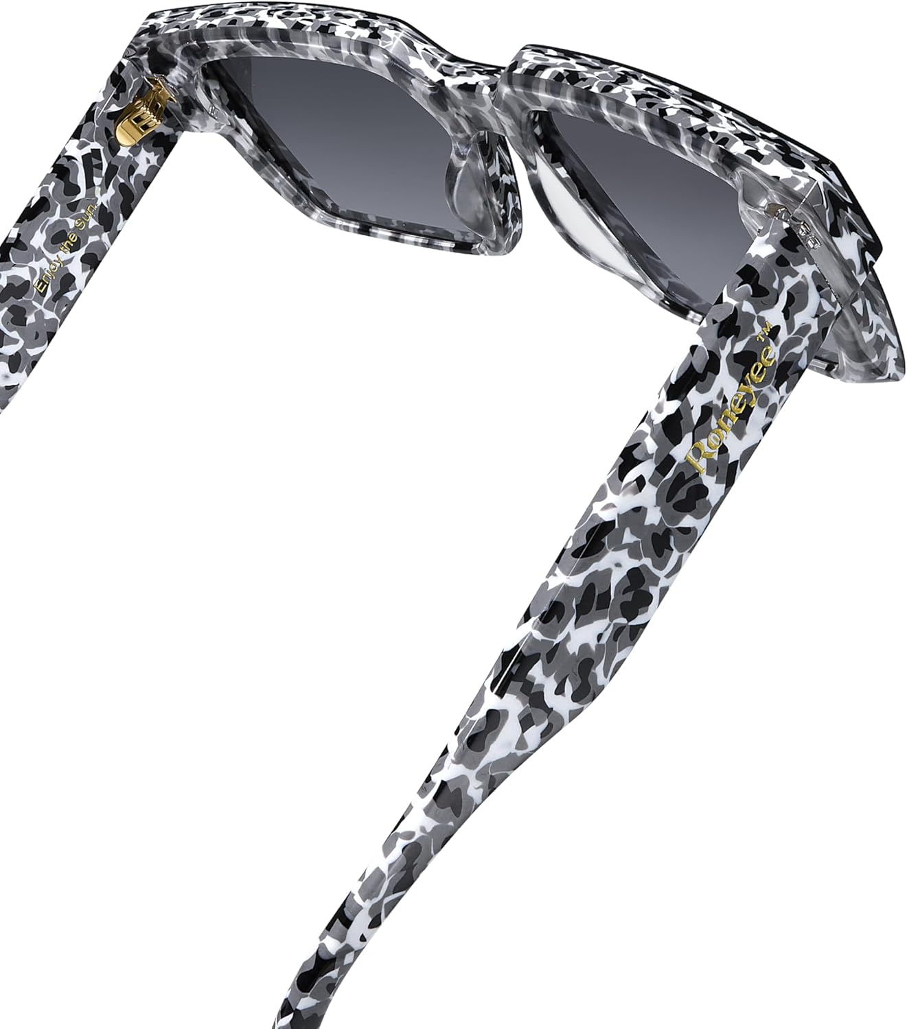 Roneyee Square Sunglasses Trendy Rectangle Shades for Men Women Oversized Stylish Retro UV Protection Fashion Acetate Designer (Leopard)