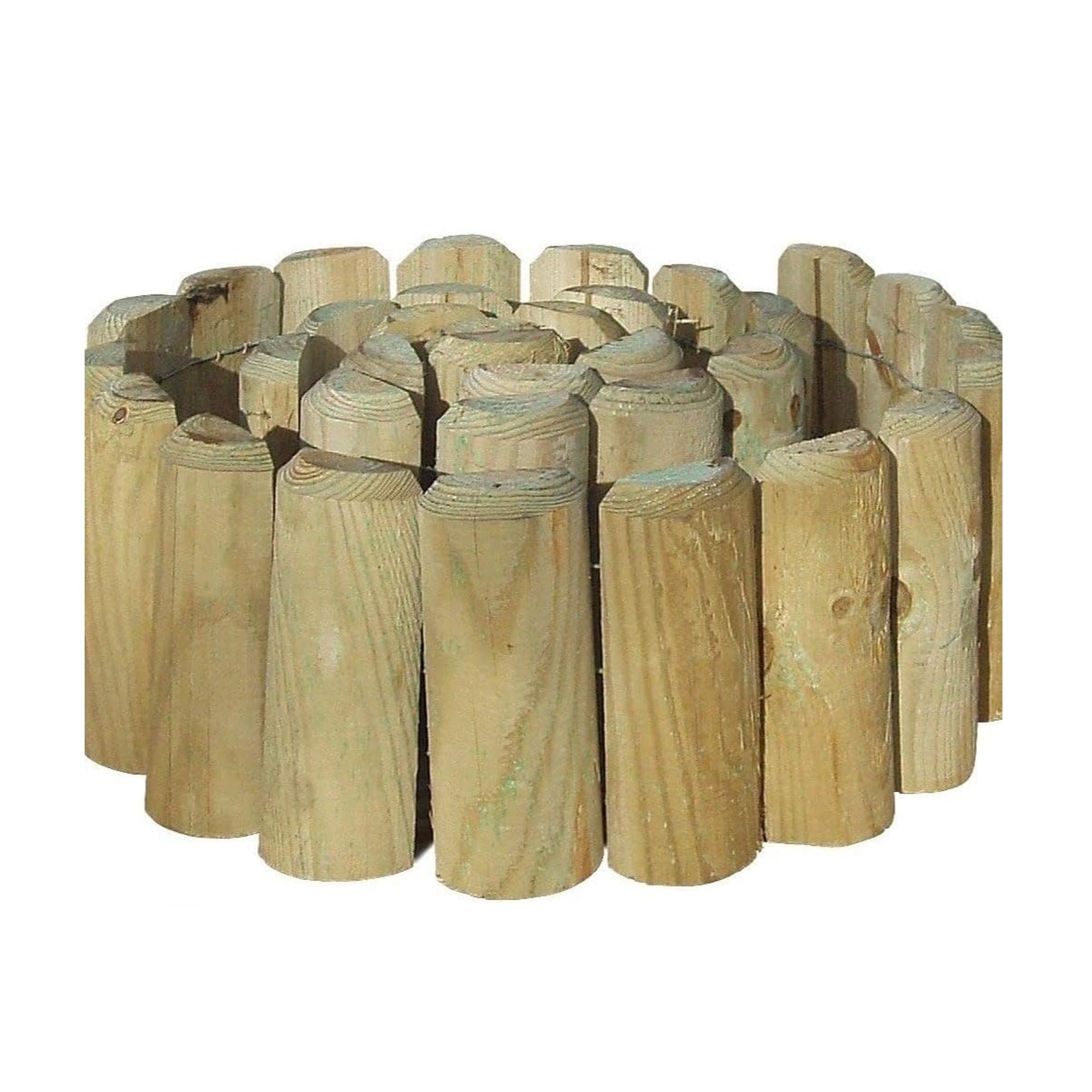 Wooden Border Edging Roll Log Roll Border Edging, Garden Border Fencing Lawn Edging Border Flexible Wooden Garden Fence Landscaping Edging for Flower Beds & Pathways 1.8m x 15cm (1)