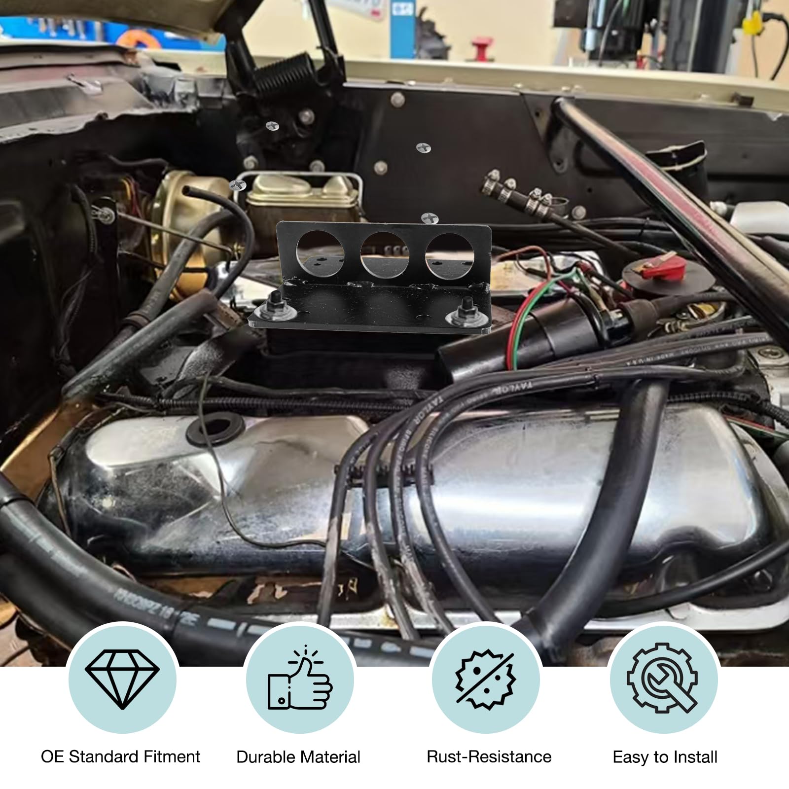 Supporto motore, piastra di sollevamento motore, piastra di sollevamento del motore, staffa di sollevamento del motore motore Carb Carburatore Paranco Sbc BBC adatto per Chevy Ford (nero)