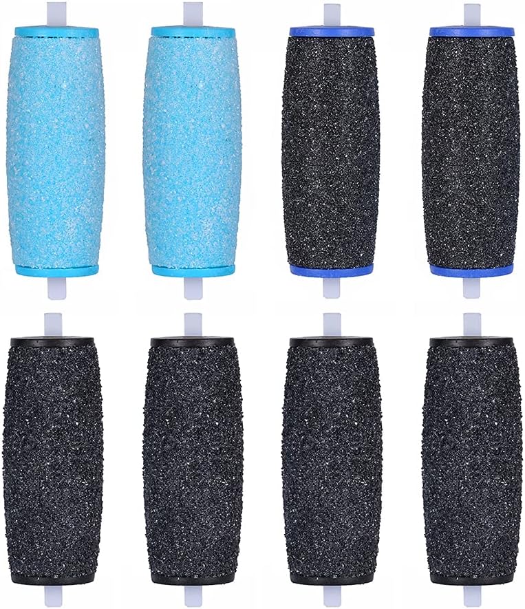 Replacement Roller Refill Heads Compatible with Amope Pedi Perfect Electronic Callus Remover Foot File (4 Pack & 4 Pack Regular Coarse)