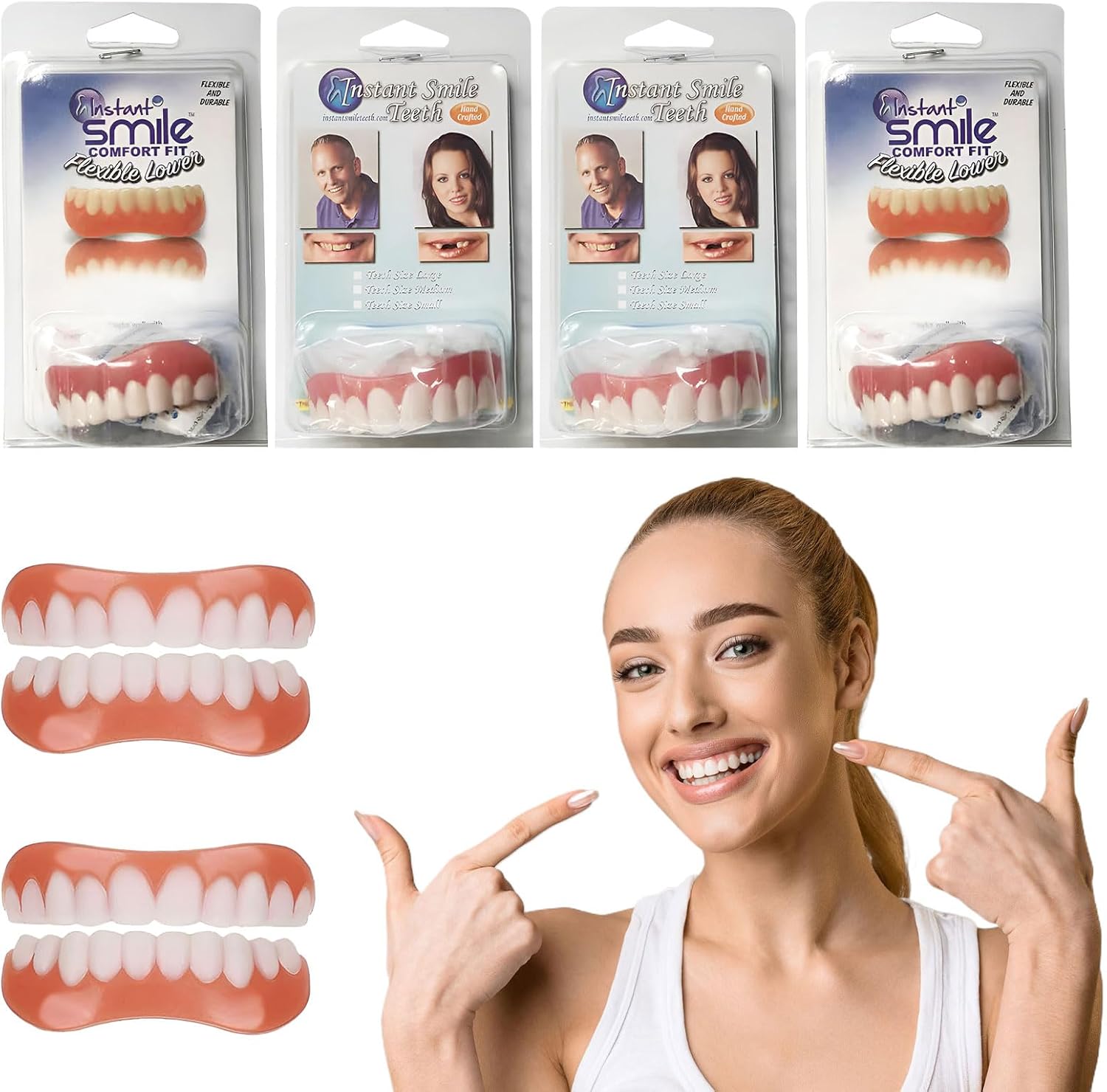 Soft Denture Reline Kit,2 Pair Denture Reline Kit,Denture Repair Kit,False Teeth Set,Denture