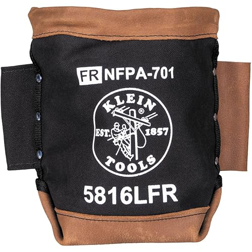 Klein Tools 5816LFR Flame Resistant Bolt Bag for Tool Storage with Leather Reinforced Rim and Bottom and Separated Tunnel Loops Connection