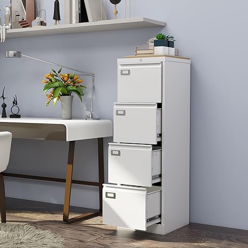 Vista 9 de Archivador de 3 cajones, archivador vertical de 16.3 pulgadas de profundidad con cerradura, archivador de metal para oficina en casa, 3 cajones